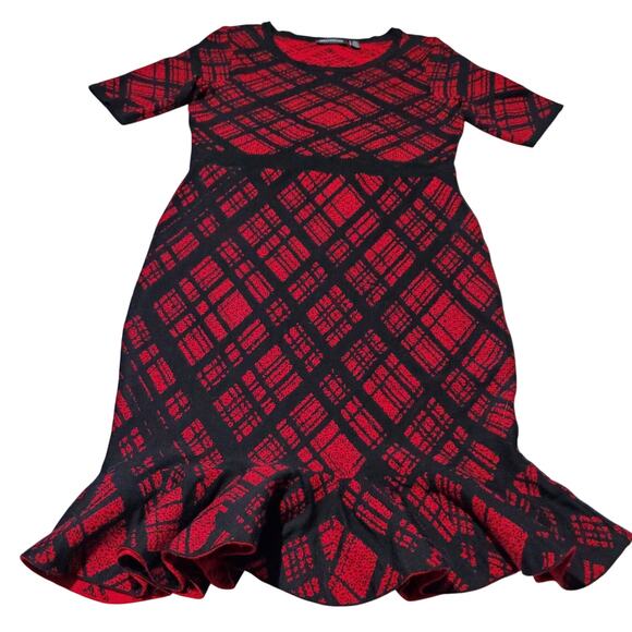 Nina Leonard Womens Red Sweater Dress SIze Small Mermaid Office Bodycon Cocktail - Picture 5 of 8